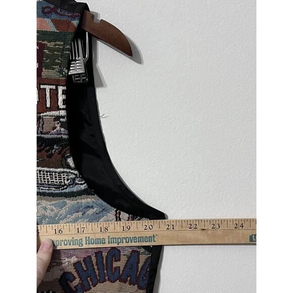 VTG 90s Tapestry Vest Unisex Large Route 66 Hot Rods Hollywood Travel USA - Picture 11 of 14